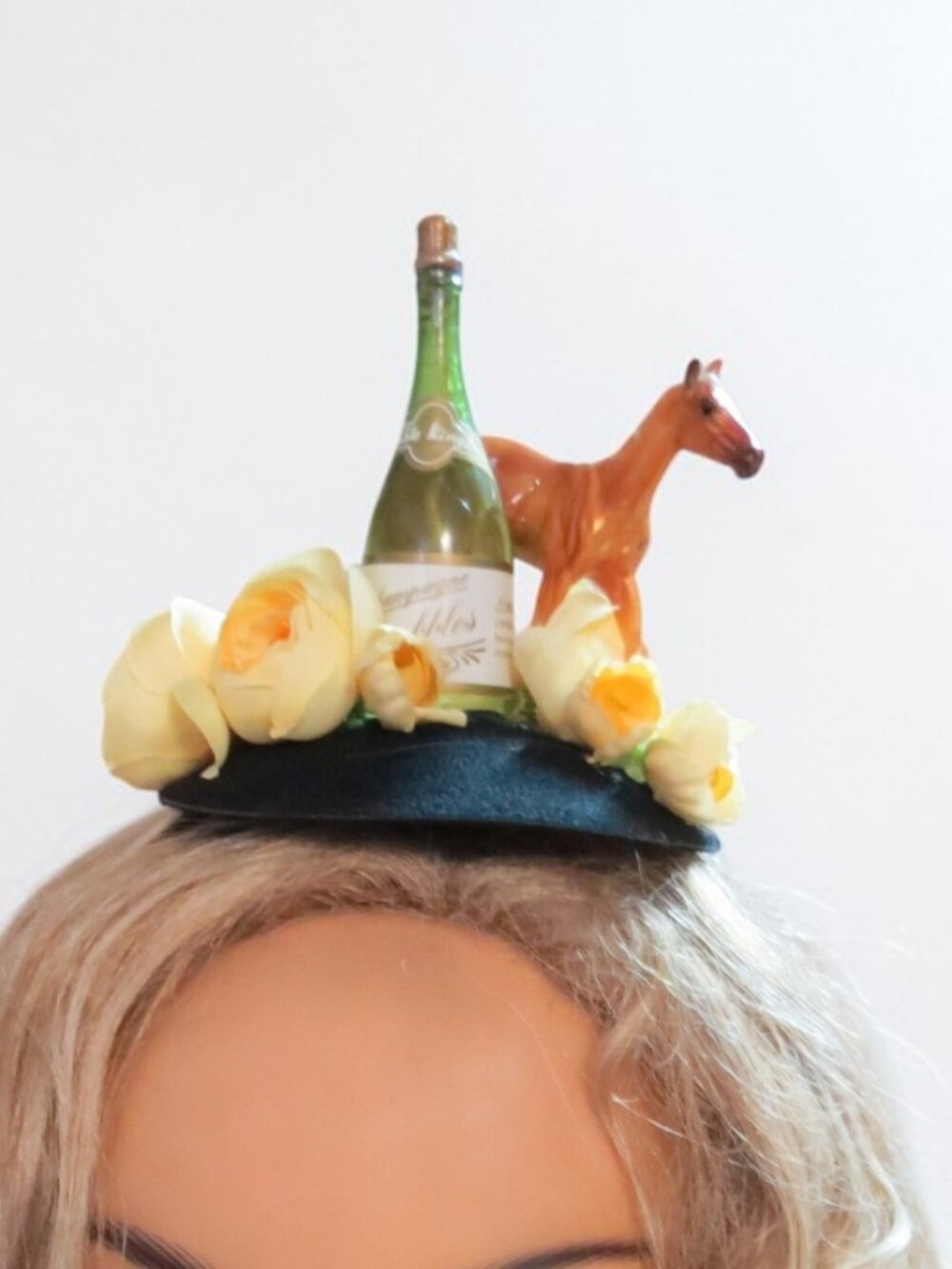 Palomino Horse & Champagne Headband Hat Fascinator  Derby Hat or Party